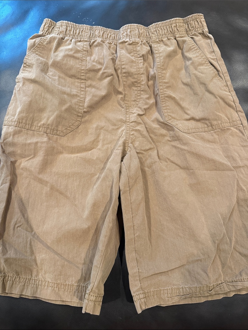 Boys Tan Flat Front Elastic Waist Shorts
